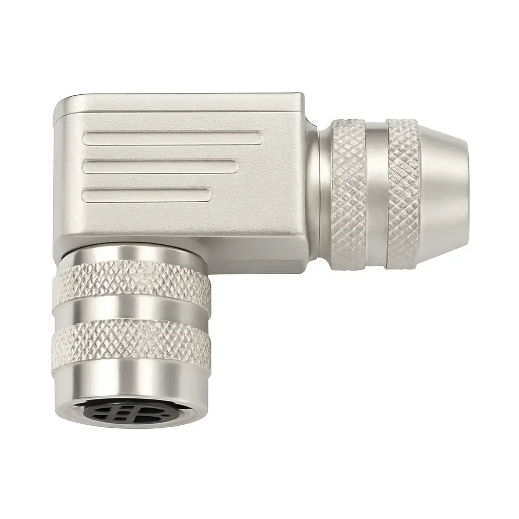 Produktfoto 1 von M16 Female angled connector, 6-pin, 6.0-8.0 mm, shieldable, solder, IP67