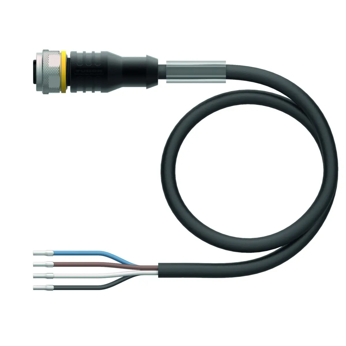Produktfoto 1 von Connection cable RKC4.4T-2/TXL, M12, female, straight, 4-pin, 2m PUR