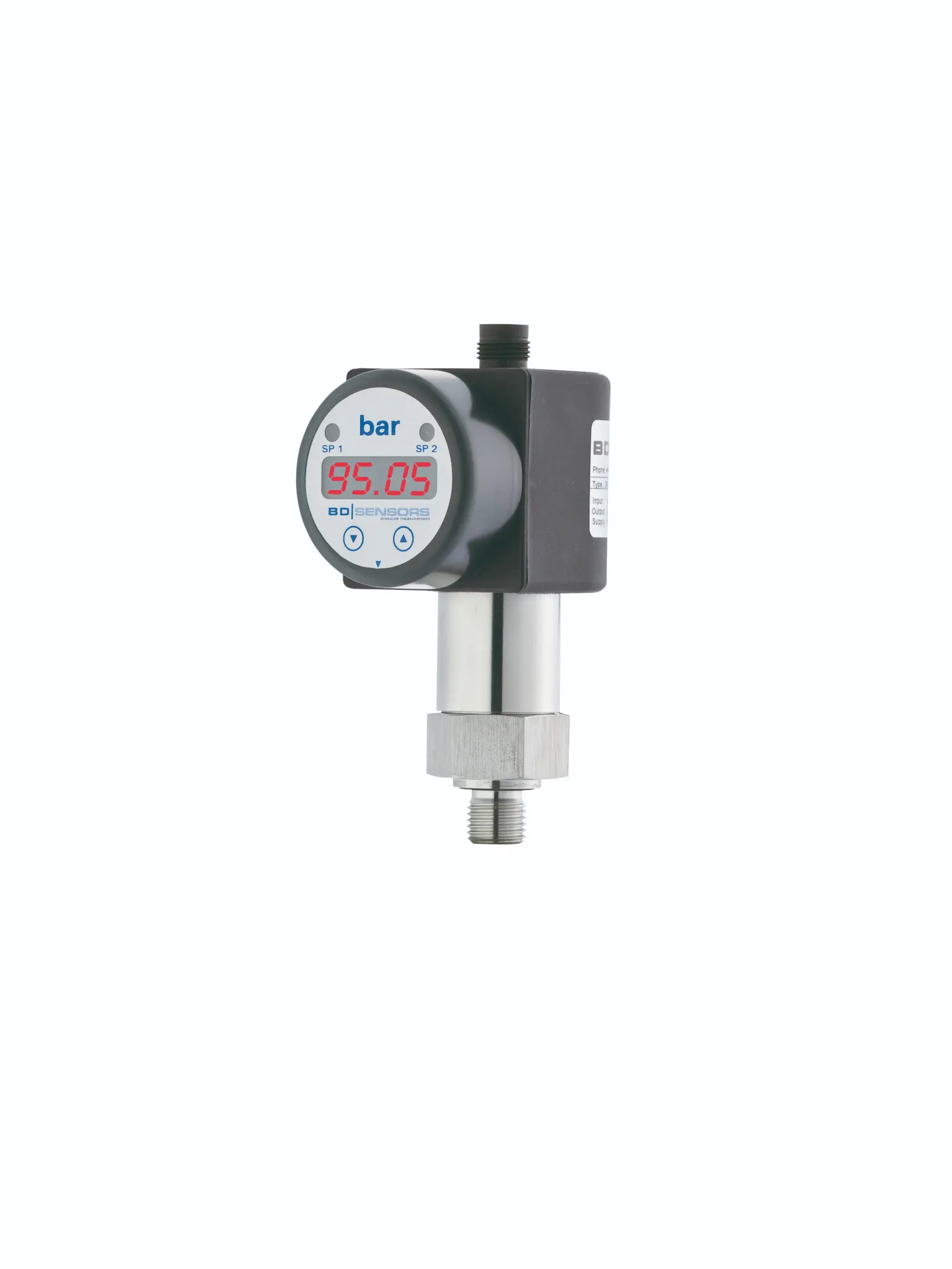 Produktfoto 1 von Pressure sensor DS200, -1...10 bar, 4-20 mA, G 3/4" DIN 3852, flush, 1 x PNP, with display