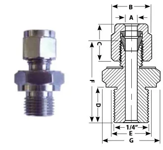 Produktfoto 1 von Compression thread for temperature sensor FS-1/4-T-30, d=3mm, St. Steel