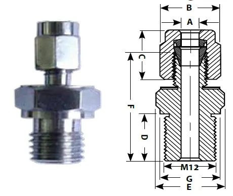 Produktfoto 1 von Compression thread for temperature sensor FS316-M12-1-6 M12x1mm, d=6mm, St. Steel