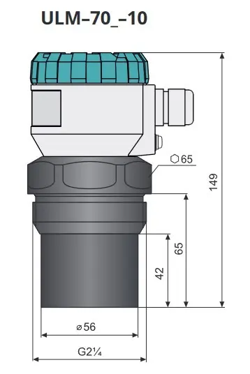 Produktfoto 1 von Ultrasonic sensor Sn=0.4-10m, 4-20mA, thread G2 1/4, SMART function, wo display