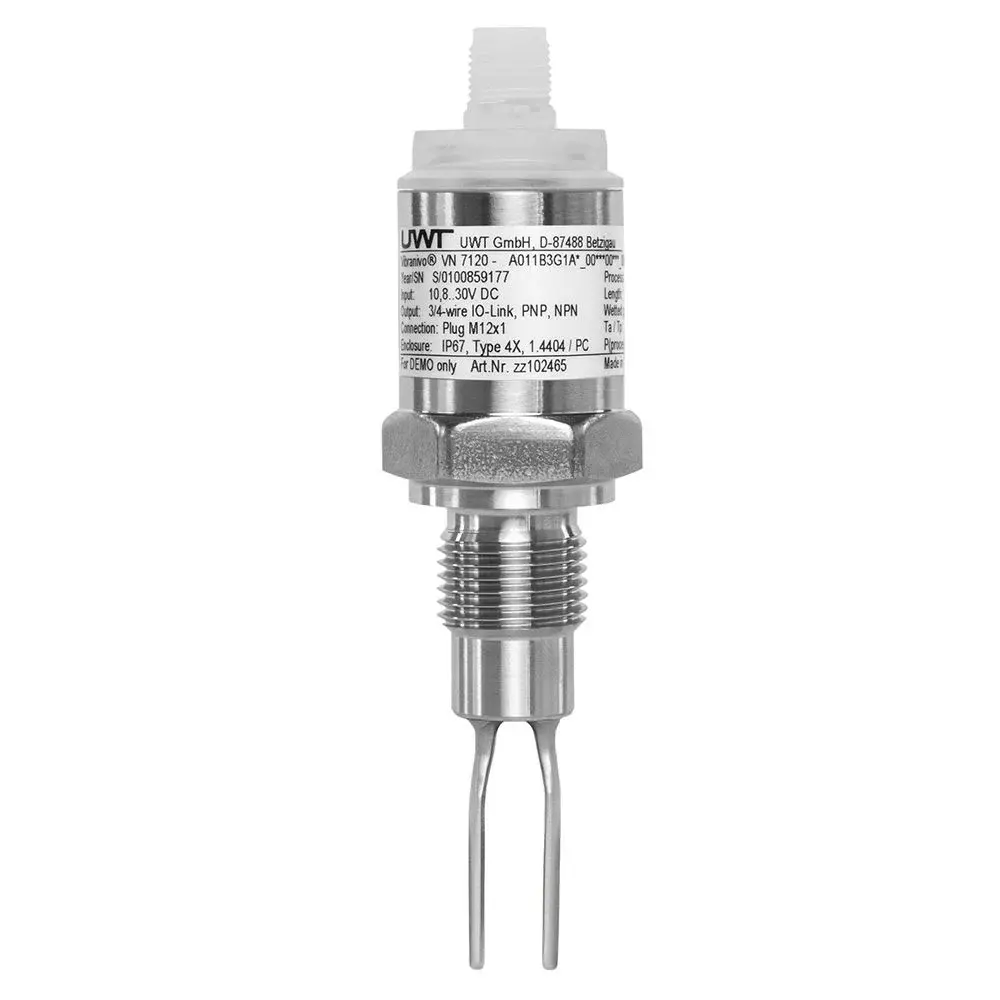 Produktfoto 1 von Level sensor, vibrating fork VN7120, G 1/2" ISO 228-1, 3-wire PNP, Tmax 100°C, Sp=64mm