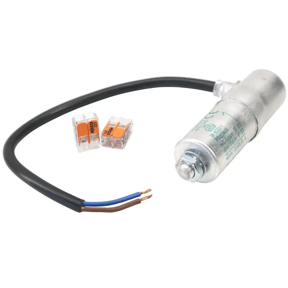 Produktfoto 1 von ETA PU 7-11 Kondensator für Abgasgebläsemotor, 1µF, mit Kabel 24cm
