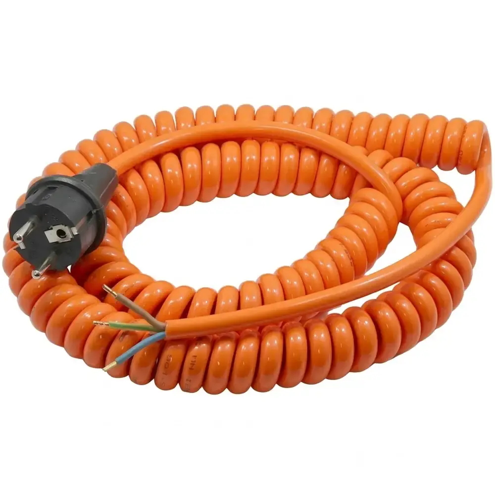 Produktfoto 1 von PUR-Spiralkabel mit Schutzkontaktstecker, 3G1,5mm², 100cm, max. 5m, orange