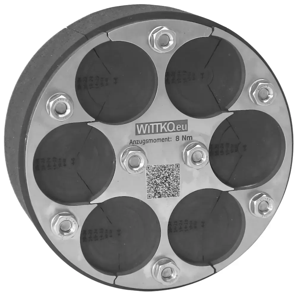 Produktfoto 1 von DN125 Ringraumdichtung geteilt | 125mm Mauerdurchführung 6-fach (4-34mm)