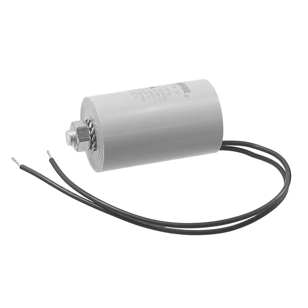 Motorkondensator mit Anschlusslitzen, Befestigung M8, 4µF/450V~, 28x56mm