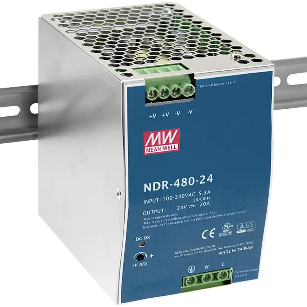 Produktfoto 1 von MEAN WELL NDR-480-48 Hutschienen-Netzteil | 48VDC 10A 480W