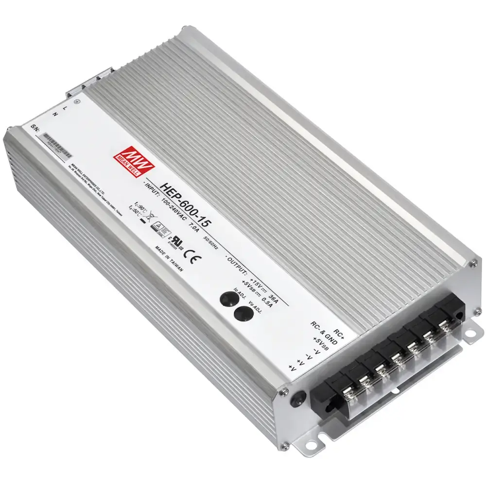 Produktfoto 1 von MEAN WELL HEP-600-24 Industrie-Netzteil | 24VDC/25A 5V/0,5A 600W