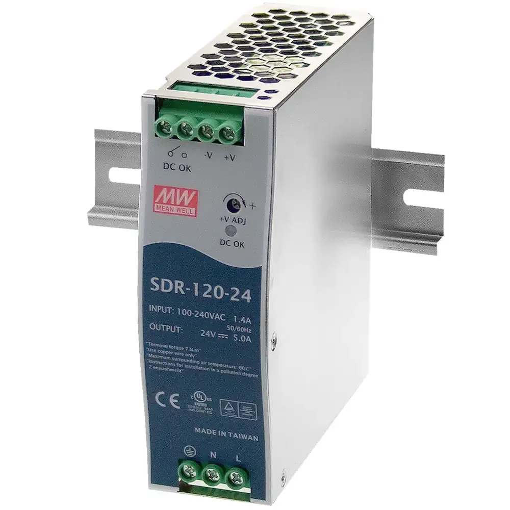 Produktfoto 1 von MEAN WELL SDR-120-24 Hutschienen-Netzteil | 24VDC 5A 120W