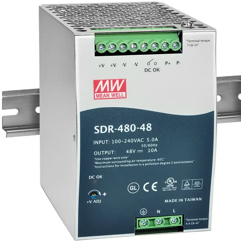 Produktfoto 1 von MeanWell SDR-480-24 Hutschienen-Netzteil, 24V-, 20A