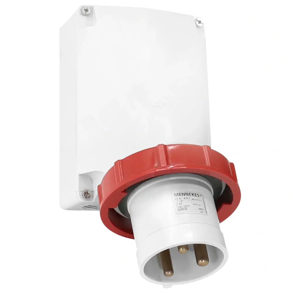 Produktfoto 1 von MENNEKES 1217 Wandgerätestecker, 3-polig, 63A, 9h, 400V, IP67