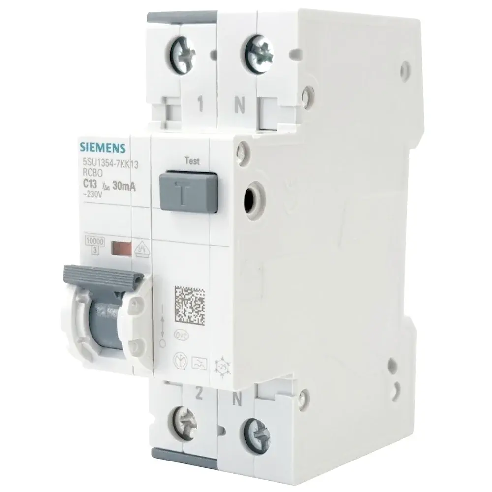 Produktfoto 1 von SIEMENS 5SU13547KK13 FI/LS-Schalter, 1P+N, C13A, 30mA, 10kA, N rechts