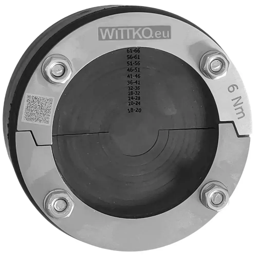 Produktfoto 1 von DN100 (100mm) Mauerdurchführung geteilt, 1-fach (18-66mm), V2A, EPDM