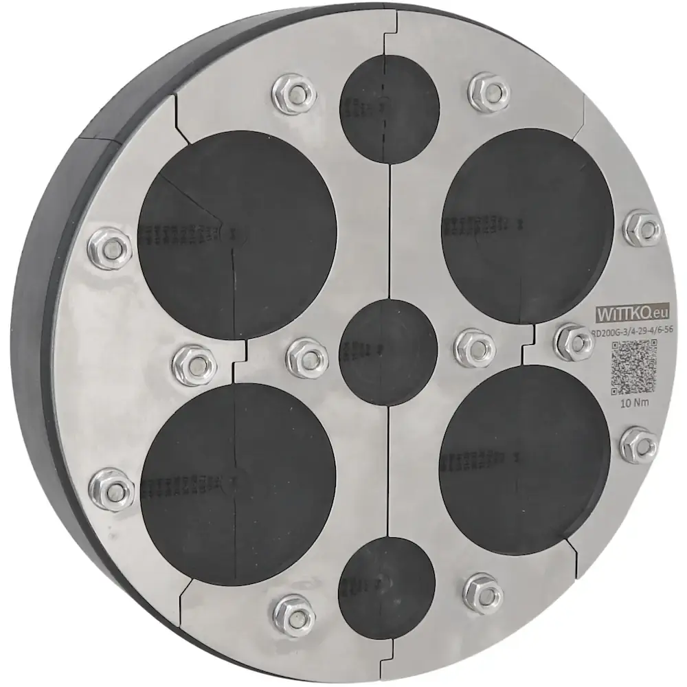 Produktfoto 1 von 200mm Ringraumdichtung | Mauerdurchführung 7-fach (3x 4-29mm, 4x 6-56mm), geteilt