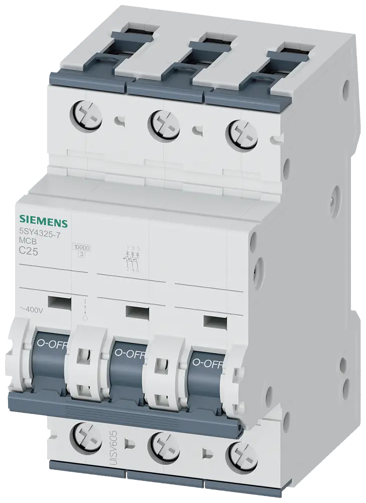 Produktfoto 1 von Siemens Leitungsschutzschalter 400V 10kA, 3-polig, C, 25A, T=70mm