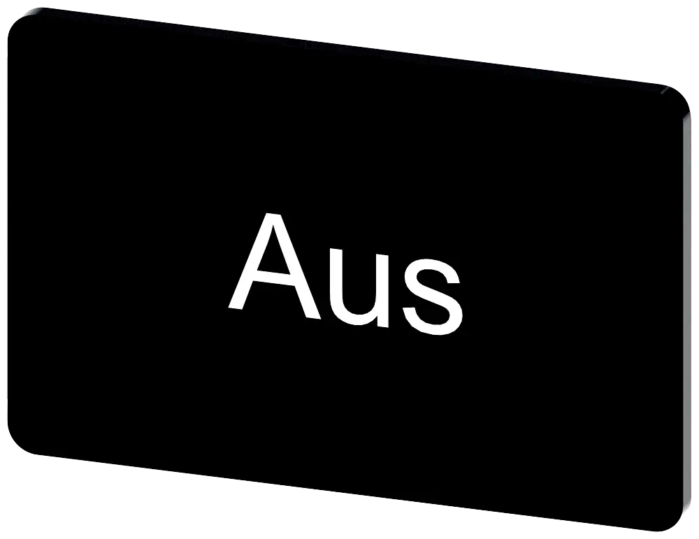 Produktfoto 1 von Bezeichnungsschild 17,5x27mm, Schild schwarz, Beschriftung: Aus