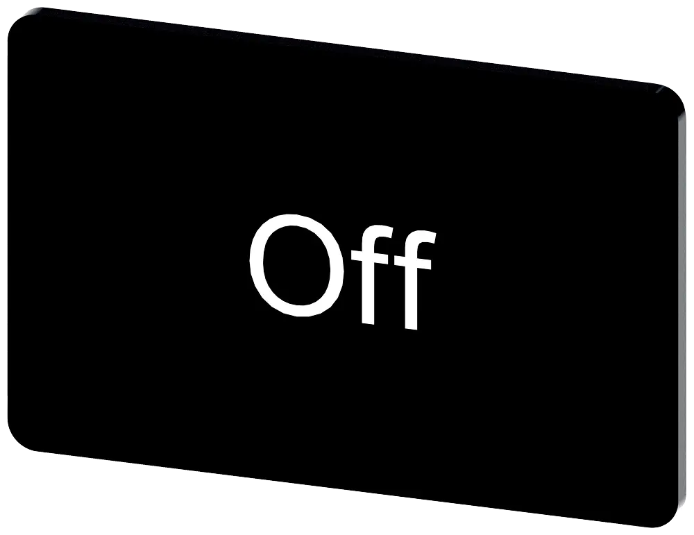 Produktfoto 1 von Bezeichnungsschild 17,5x27mm, Schild schwarz, Beschriftung: Off