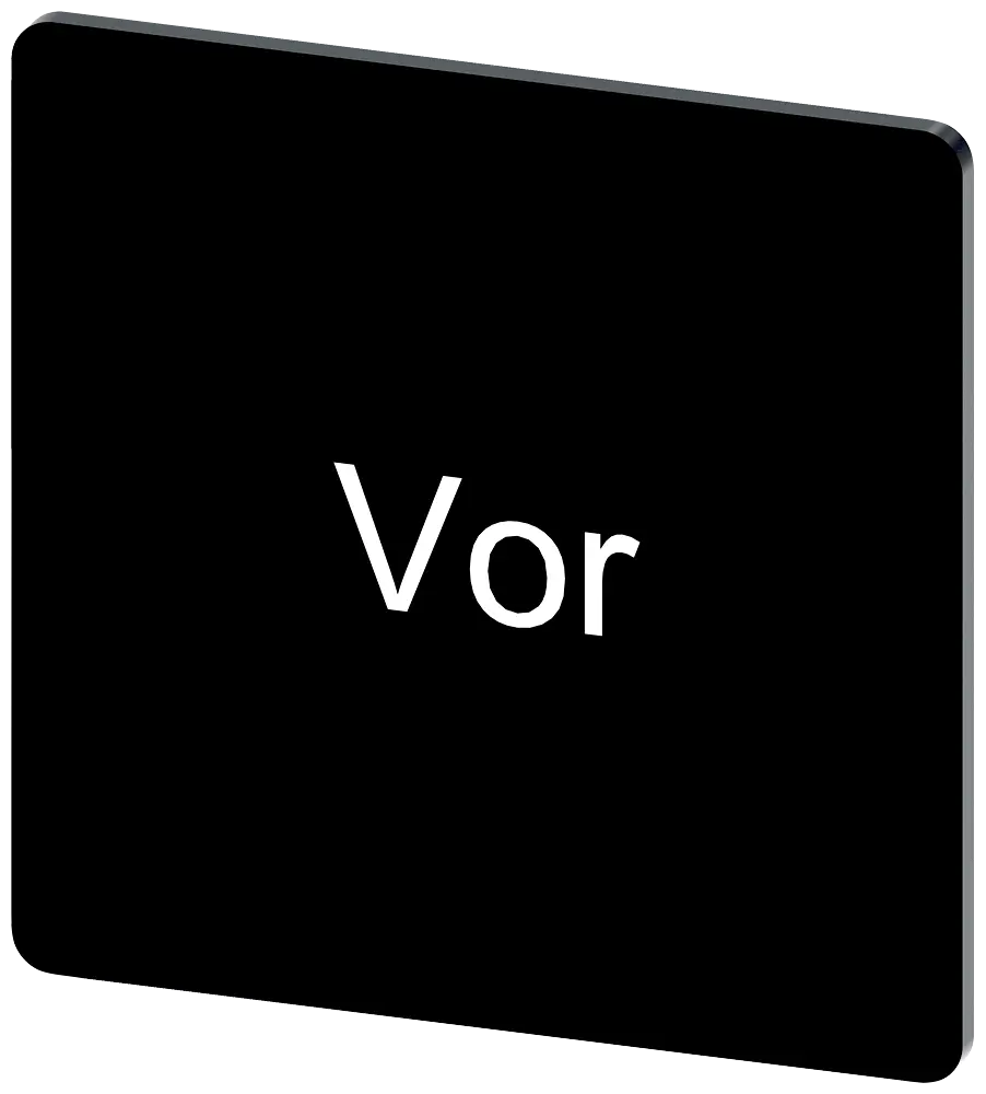 Produktfoto 1 von Bezeichnungsschild 27x27mm, Schild schwarz, Beschriftung: Vor
