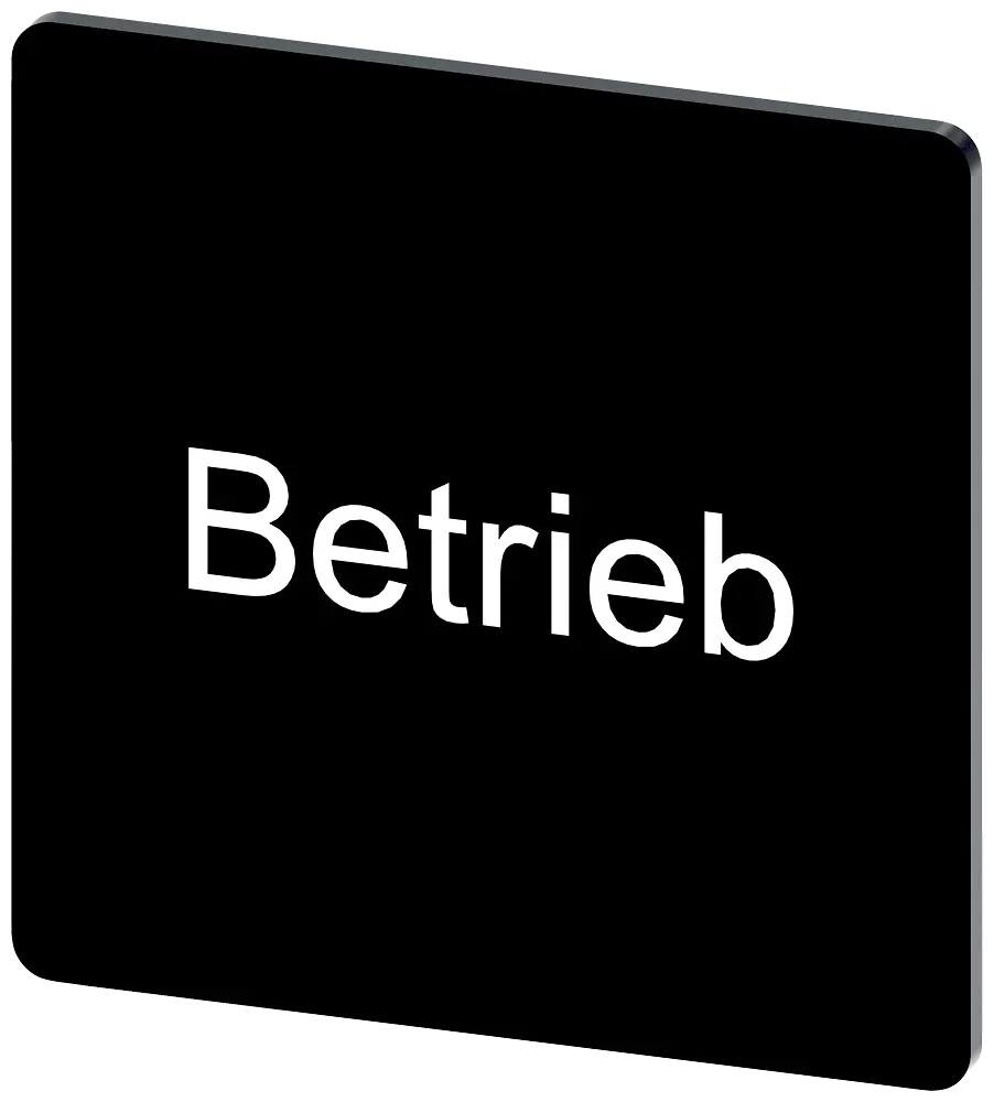 Produktfoto 1 von Bezeichnungsschild 27x27mm, Schild schwarz, Beschriftung: Betrieb