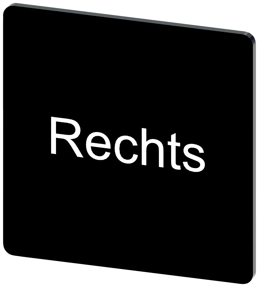 Produktfoto 1 von Bezeichnungsschild 27x27mm, Schild schwarz, Beschriftung: Rechts