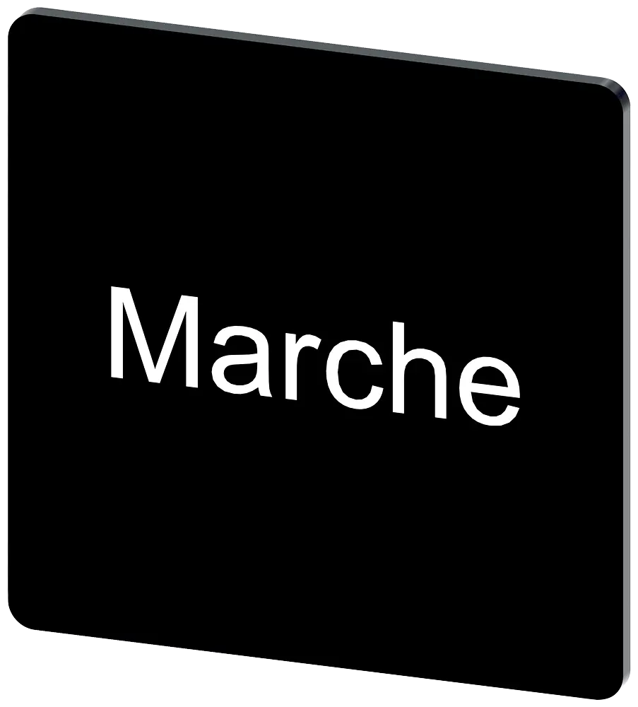 Produktfoto 1 von Bezeichnungsschild 27x27mm, Schild schwarz, Beschriftung: Marche