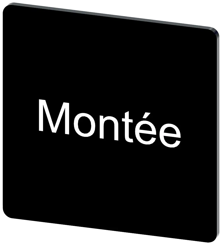 Produktfoto 1 von Bezeichnungsschild 27x27mm, Schild schwarz, Beschriftung: Montee