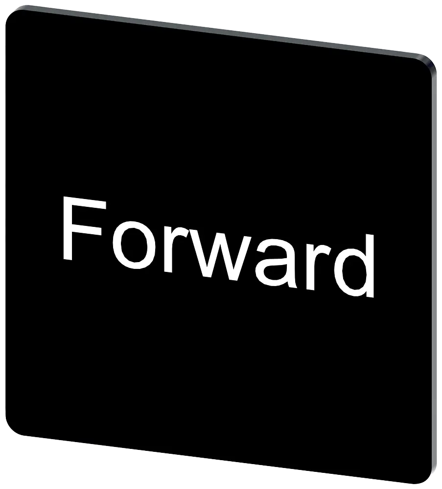 Produktfoto 1 von Bezeichnungsschild 27x27mm, Schild schwarz, Beschriftung: Forward