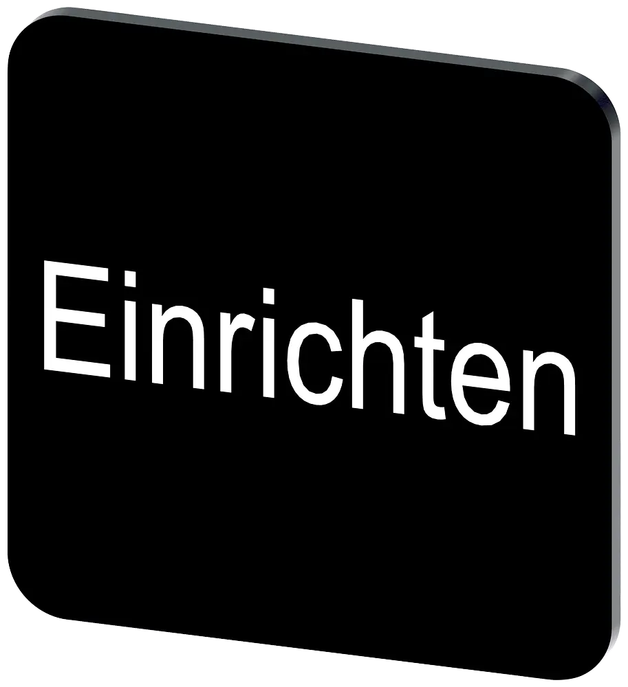 Produktfoto 1 von Bezeichnungsschild 22x22mm, Schild schwarz, Beschriftung: Einrichten