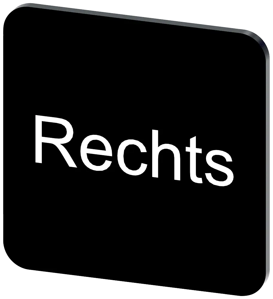 Produktfoto 1 von Bezeichnungsschild 22x22mm, Schild schwarz, Beschriftung: Rechts