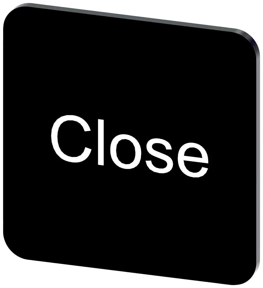 Produktfoto 1 von Bezeichnungsschild 22x22mm, Schild schwarz, Beschriftung: Close