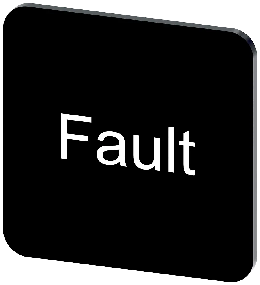 Produktfoto 1 von Bezeichnungsschild 22x22mm, Schild schwarz, Beschriftung: Fault