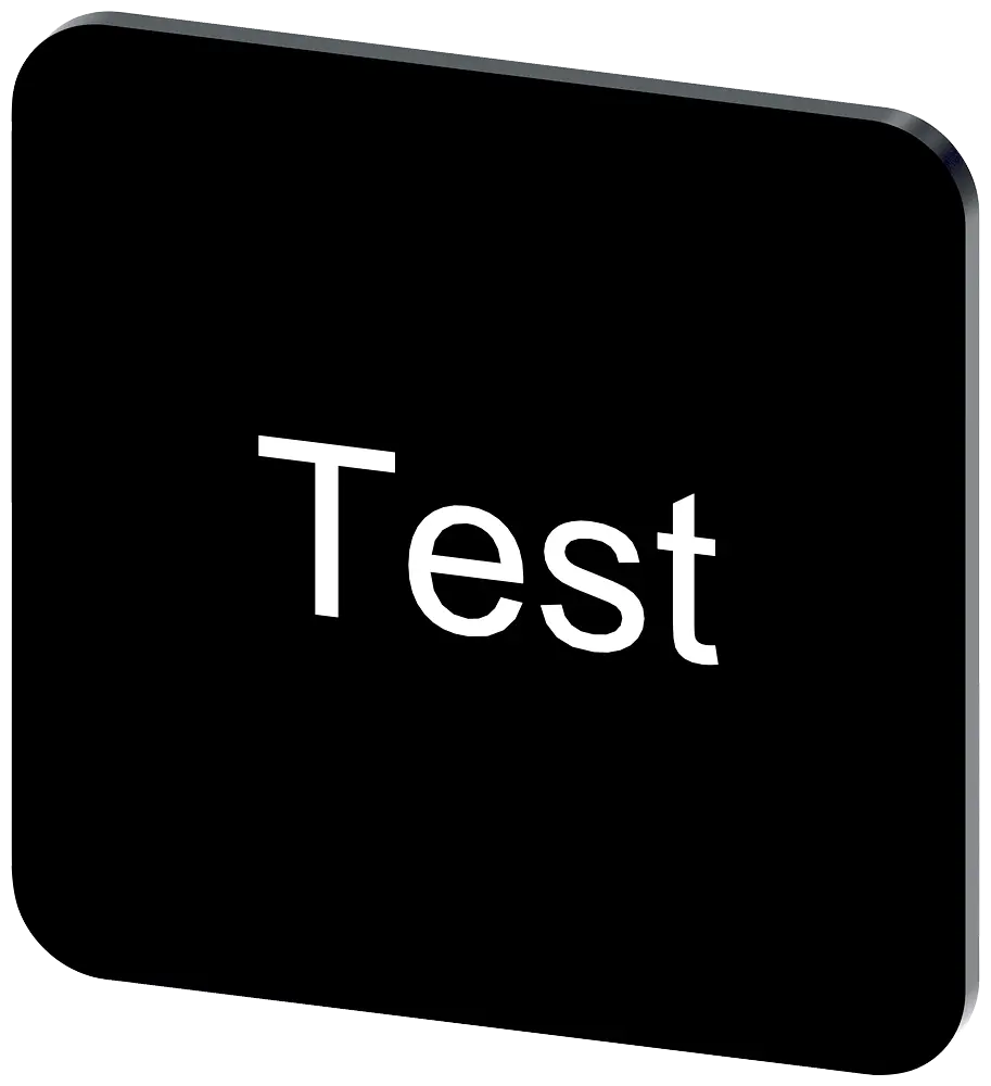 Produktfoto 1 von Bezeichnungsschild 22x22mm, Schild schwarz, Beschriftung: Test