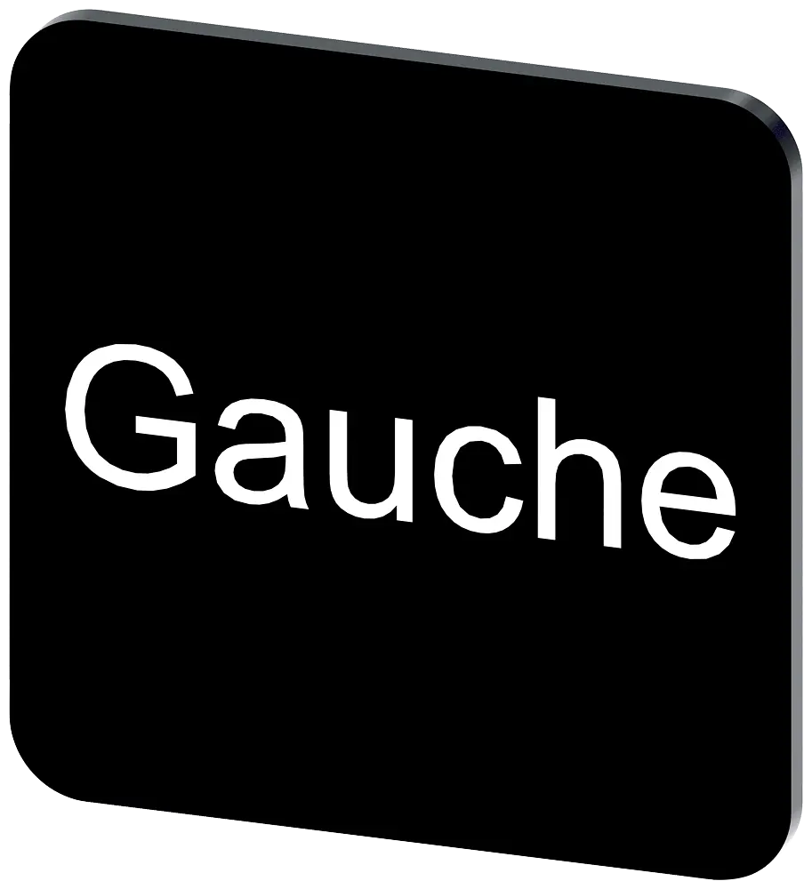 Produktfoto 1 von Bezeichnungsschild 22x22mm, Schild schwarz, Beschriftung: GAUCHE