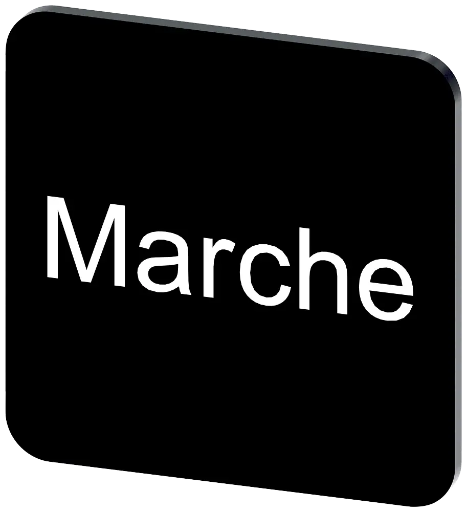 Produktfoto 1 von Bezeichnungsschild 22x22mm, Schild schwarz, Beschriftung: Marche