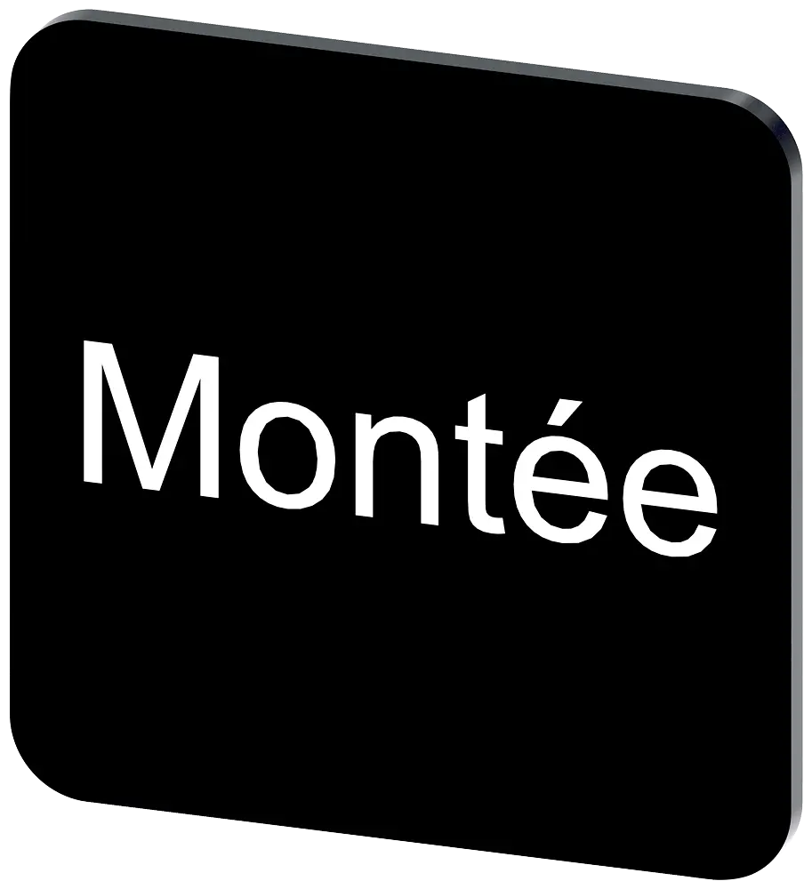 Produktfoto 1 von Bezeichnungsschild 22x22mm, Schild schwarz, Beschriftung: Montee