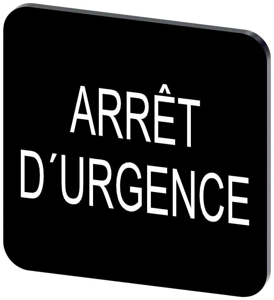 Produktfoto 1 von Bezeichnungsschild 22x22mm, Schild schwarz: Arret DURGENCE