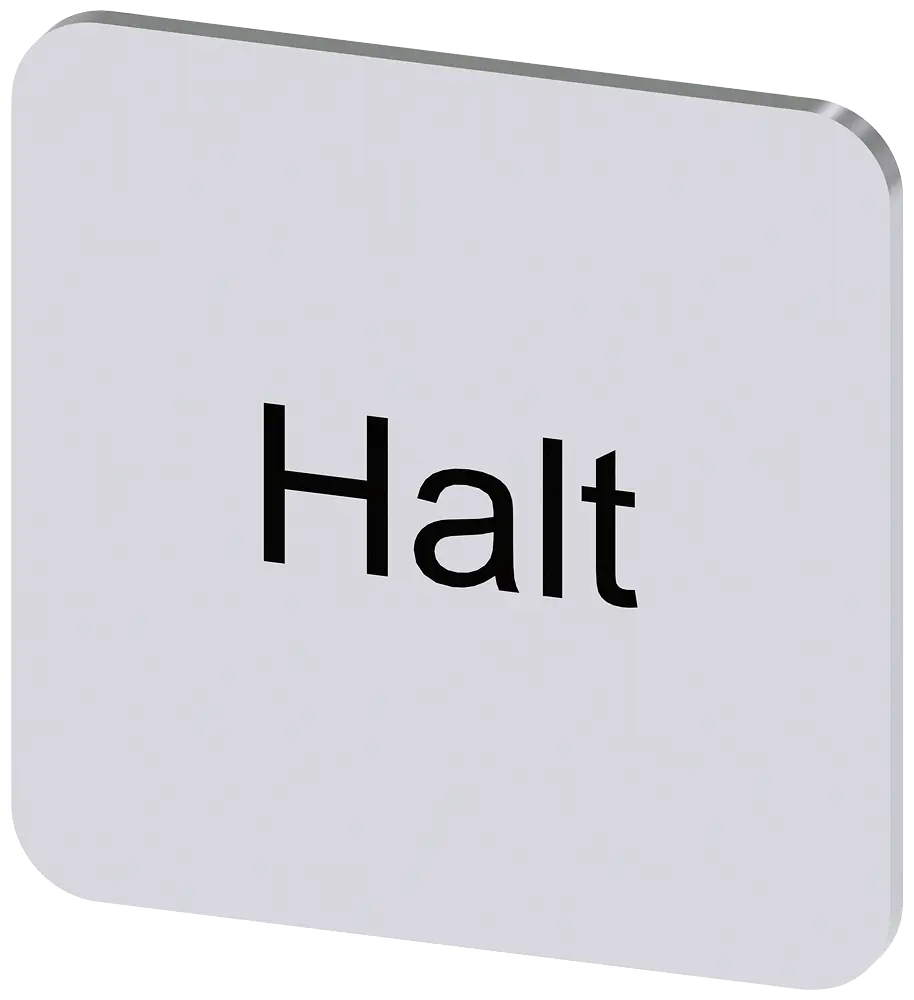 Produktfoto 1 von Bezeichnungsschild 22x22mm, Schild silber, Beschriftung: Halt