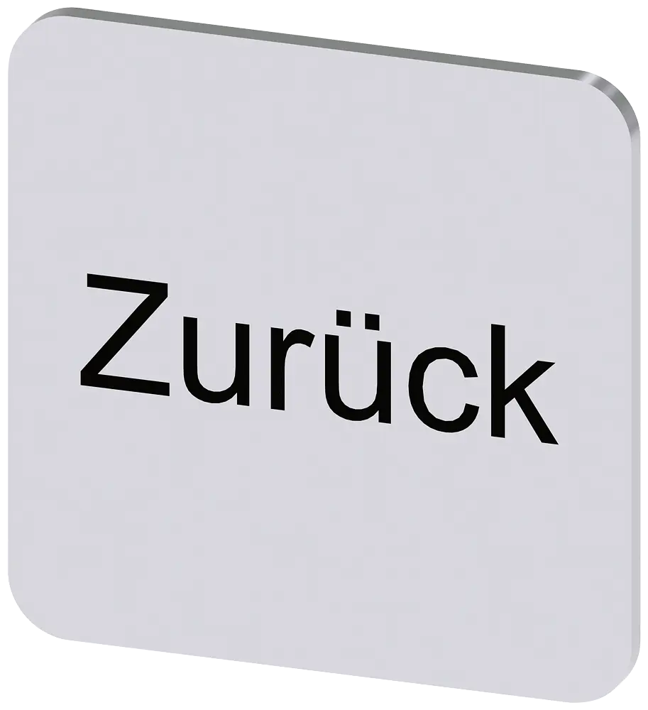 Produktfoto 1 von Bezeichnungsschild 22x22mm, Schild silber, Beschriftung: Zurück