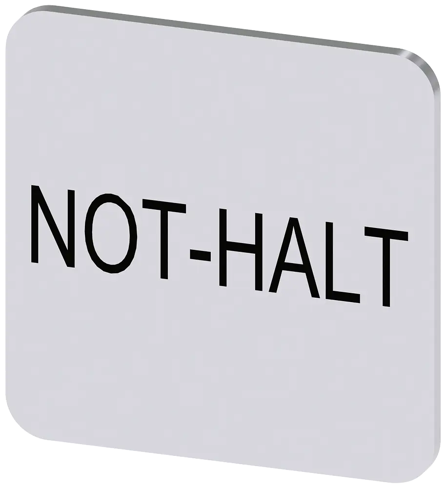 Produktfoto 1 von Bezeichnungsschild 22x22mm, Schild silber, Beschriftung: Not-Halt