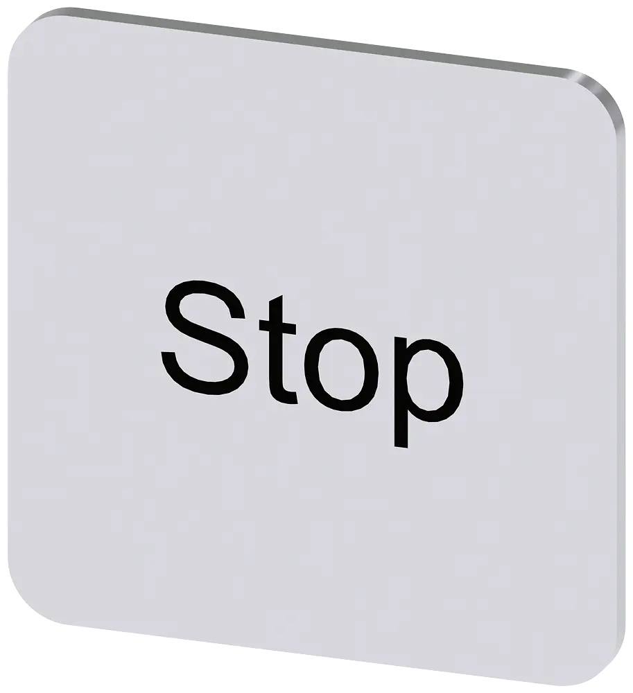 Produktfoto 1 von Bezeichnungsschild 22x22mm, Schild silber, Beschriftung: Stop
