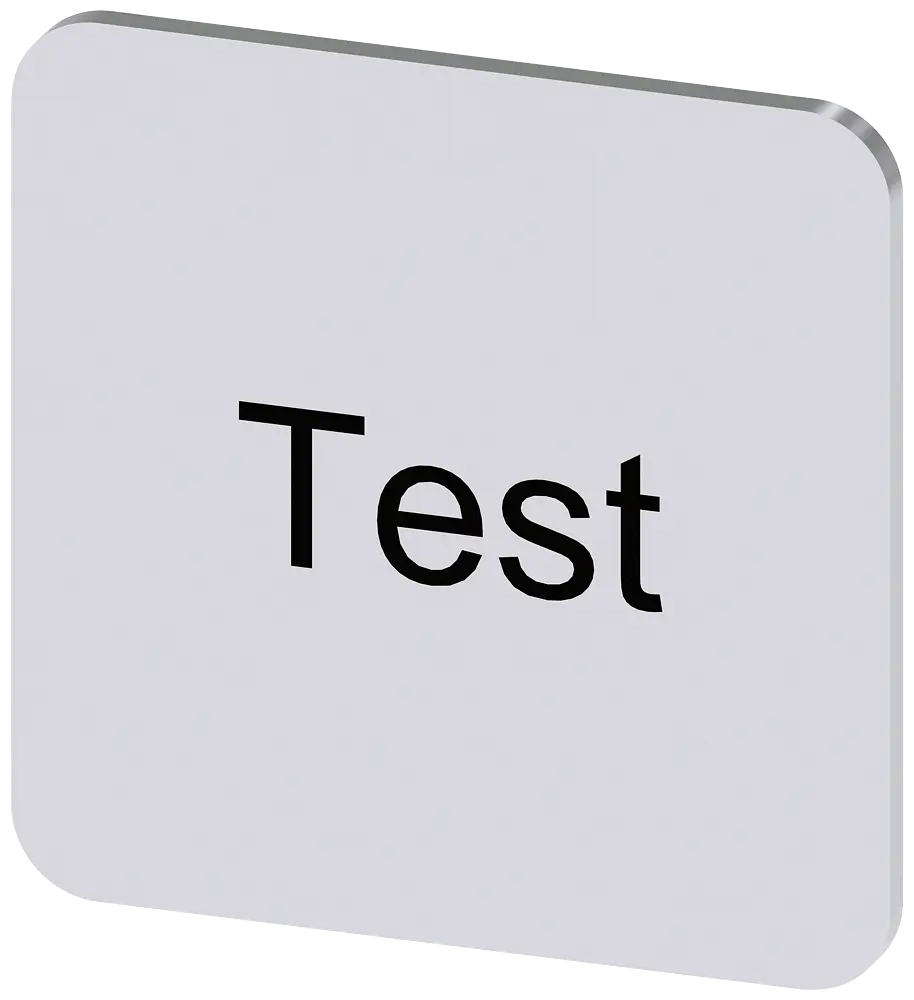 Produktfoto 1 von Bezeichnungsschild 22x22mm, Schild silber, Beschriftung: Test