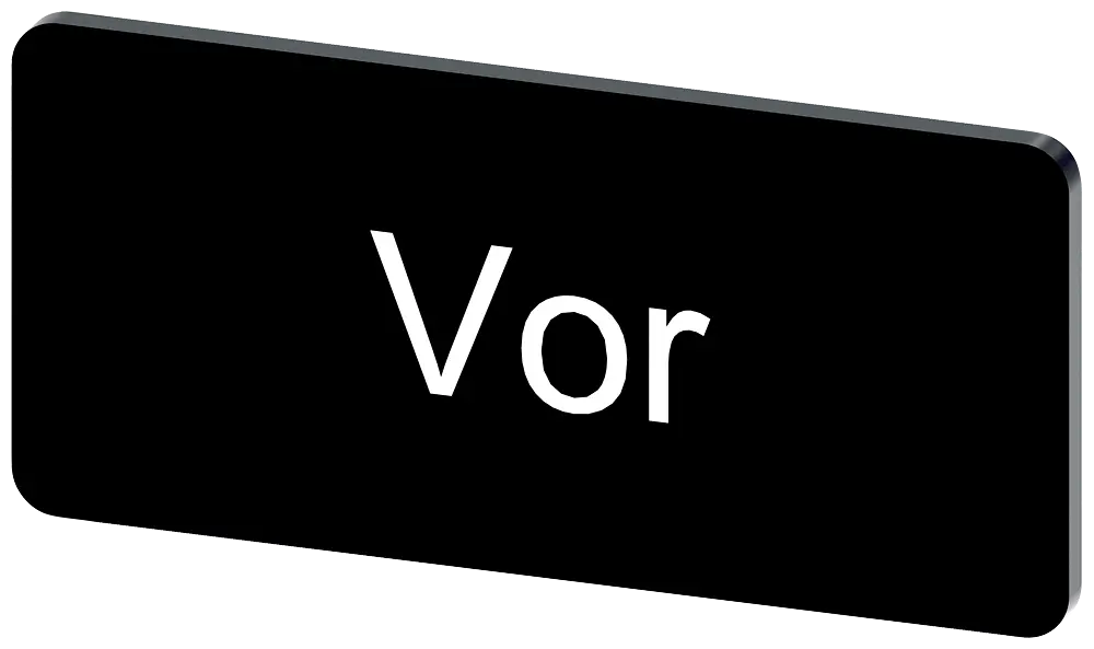 Produktfoto 1 von Bezeichnungsschild 12,5x27mm, Schild schwarz, Beschriftung: Vor