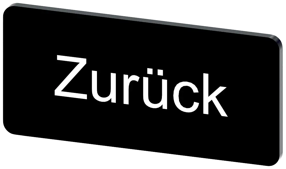 Produktfoto 1 von Bezeichnungsschild 12,5x27mm, Schild schwarz, Beschriftung: Zurück