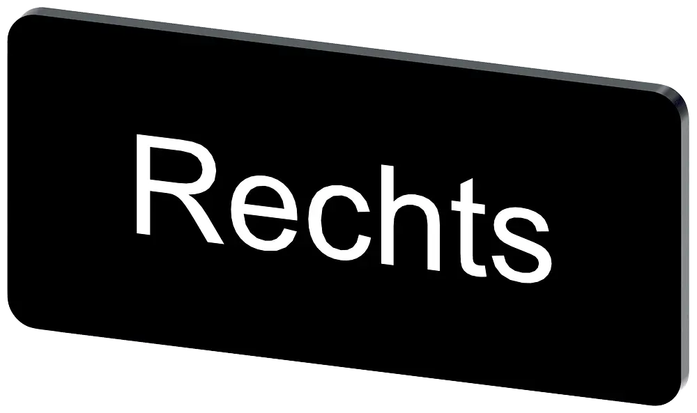 Produktfoto 1 von Bezeichnungsschild 12,5x27mm, Schild schwarz, Beschriftung: Rechts