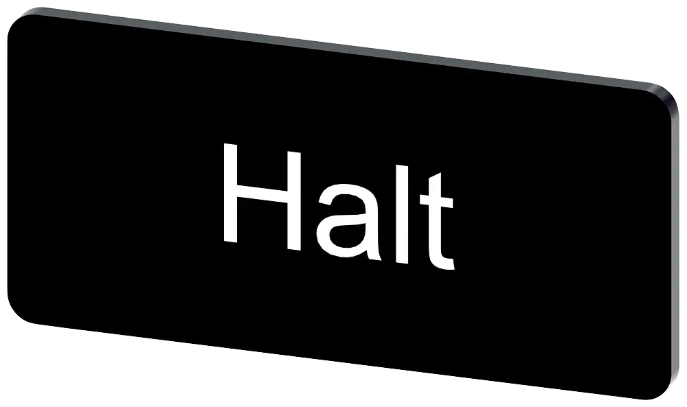 Produktfoto 1 von Bezeichnungsschild 12,5x27mm, Schild schwarz, Beschriftung: Halt