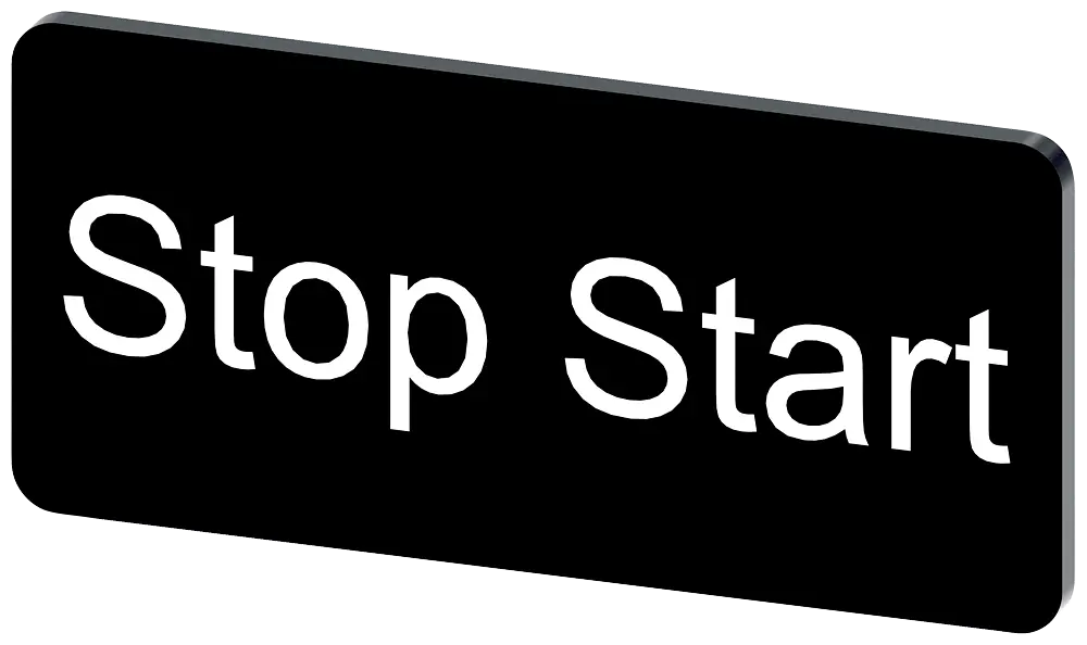 Produktfoto 1 von Bezeichnungsschild 12,5x27mm, Schild schwarz, Beschriftung: Stop Start