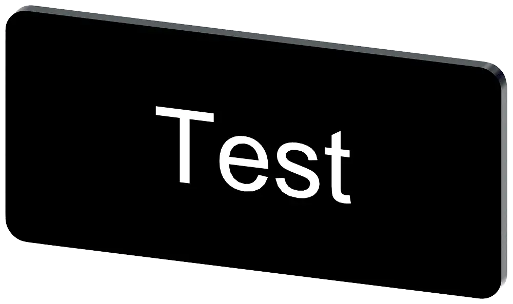 Produktfoto 1 von Bezeichnungsschild 12,5x27mm, Schild schwarz, Beschriftung: Test