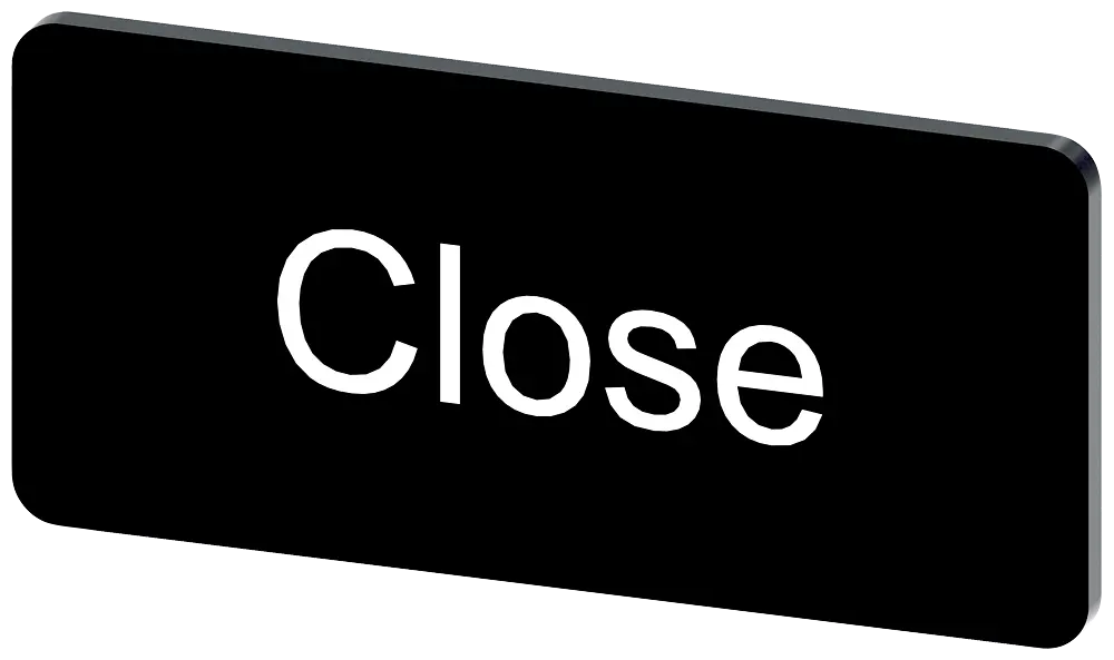 Bezeichnungsschild 12,5x27mm, Schild schwarz, Beschriftung: Close