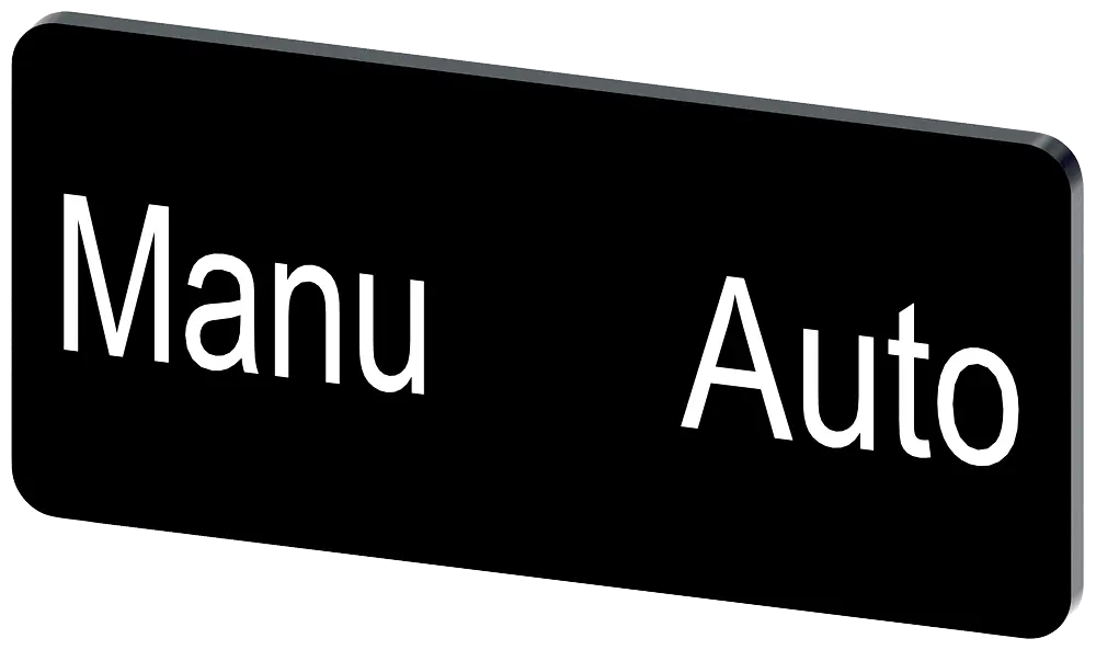 Produktfoto 1 von Bezeichnungsschild 12,5x27mm, Schild schwarz, Beschriftung: Manu Auto